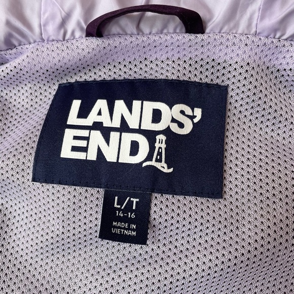 Lands End Women's Tall Squall Packable Waterproof Raincoat in Blackberry Purple - Picture 7 of 9